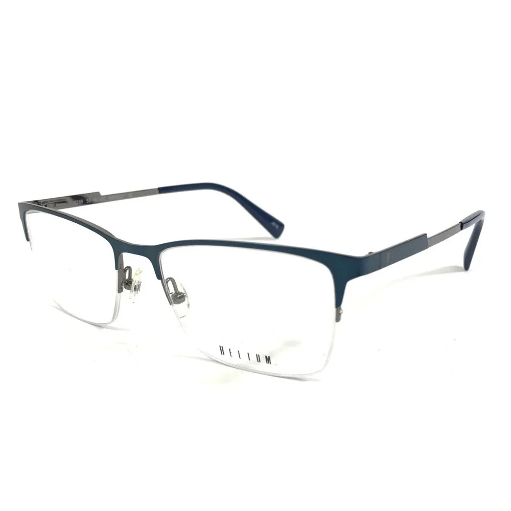 Helium Eyeglasses Frame 4369 MDKBLU Matte Dark Blue Rectangle Half Rim 55-18-150